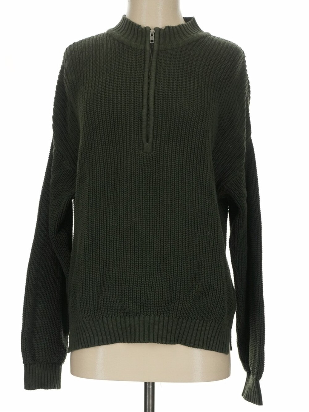 Able Quarter Zip Mock Neck Sweater Green Small